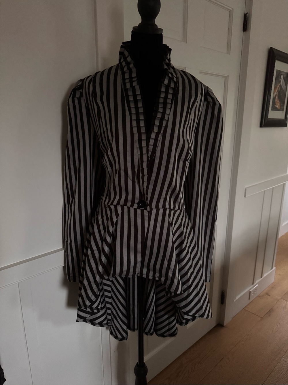 Scarlet Darkness Striped Black & White Peplum Jacket - Women's